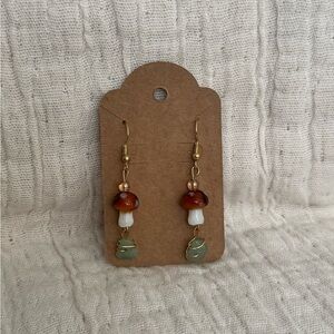 Elegant Gold and Brown Mushroom Earrings